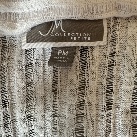 *JM COLLECTION* Petite White Long Sleeve Open-Front Cardigan Sweater Size PM - Picture 8 of 9